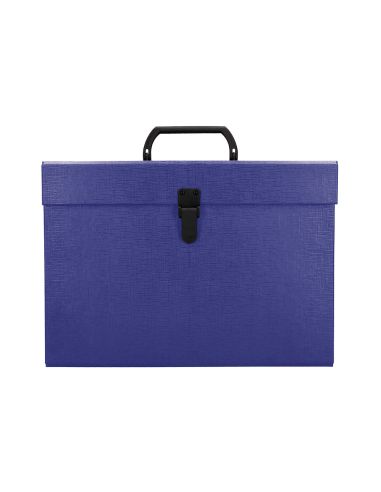 Maletin Liderpapel Con Fuelle Y Asa Carton Forrado 19 Departamentos 255X390X120 Mm Color Azul