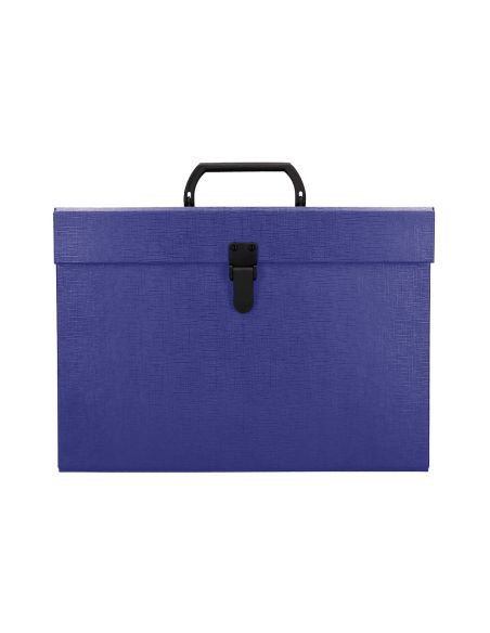 Maletin Liderpapel Con Fuelle Y Asa Carton Forrado 19 Departamentos 255X390X120 Mm Color Azul