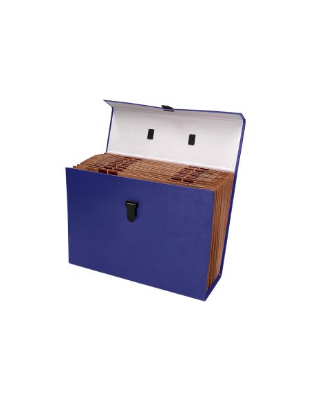 Maletin Liderpapel Con Fuelle Y Asa Carton Forrado 19 Departamentos 255X390X120 Mm Color Azul