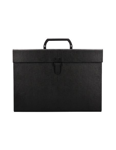 Maletin Liderpapel Con Fuelle Y Asa Carton Forrado 19 Departamentos 255X390X120 Mm Color Negro