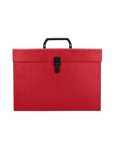 Maletin Liderpapel Con Fuelle Y Asa Carton Forrado 19 Departamentos 255X390X120 Mm Color Rojo 2