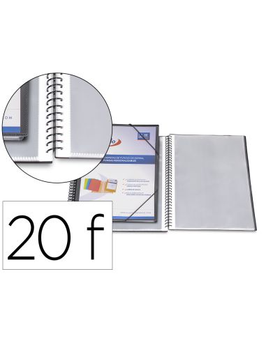 Carpeta Pardo Escaparate Con Espiral 20 Fundas Folio Personalizable Color Negra