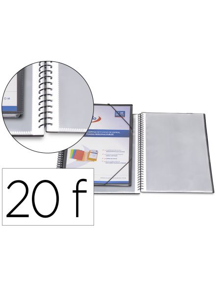 Carpeta Pardo Escaparate Con Espiral 20 Fundas Folio Personalizable Color Negra