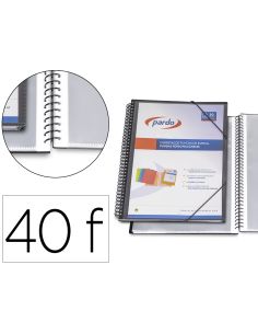 Carpeta Pardo Escaparate Con Espiral 40 Fundas Folio Personalizable Color Negro