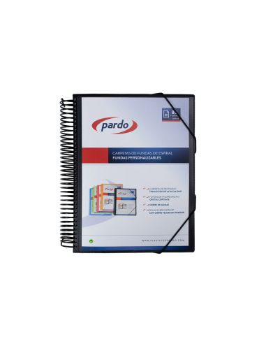 Carpeta Pardo Escaparate Con Espiral 80 Fundas Folio Personalizable Color Negro