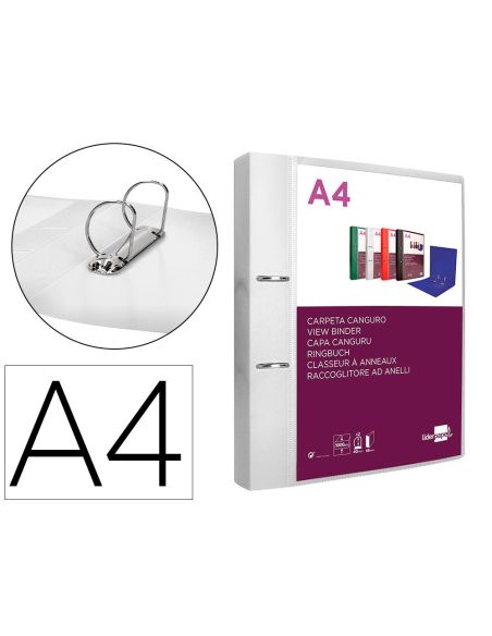 Carpeta Liderpapel Canguro 2 Anillas 40 Mm Mixtas Polipropileno Din A4 Transparente|Libreriasalesiana