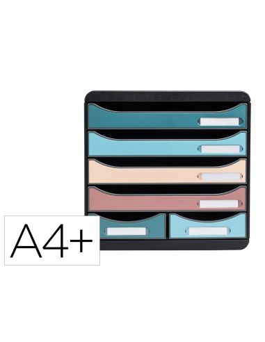 Fichero Cajones De Sobremesa Exacompta Skandi Din A4+ Polipropileno Reciclado 6 Cajones Colores Surtidos