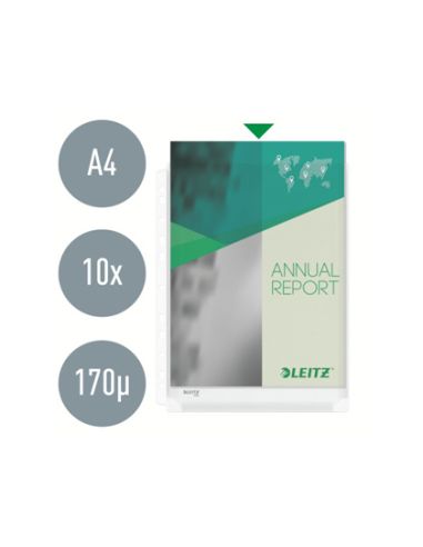 Funda Multitaladro Leitz Con Fuelle Din A4 Con Refuerzo 170 Mc Cristal Pack De 10 Unidades