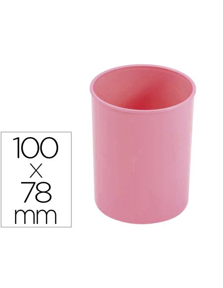 Cubilete Portalapices Faibo Rosa Pastel Opaco Plastico Diametro 78 Mm Alto 100 Mm