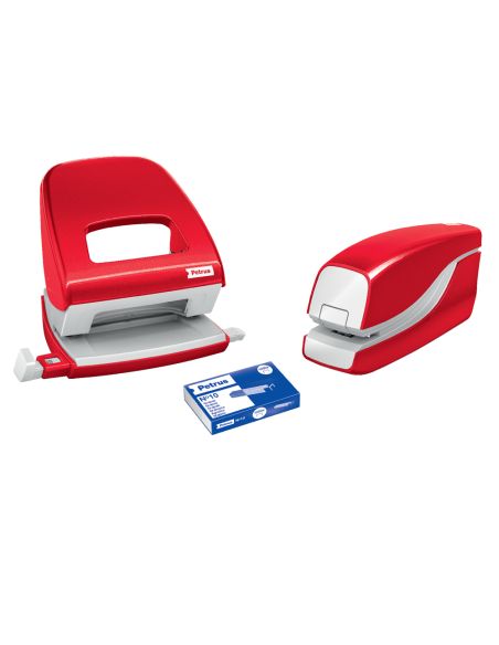 Grapadora Petrus Electrica E-310 Contactless Rojo Metalizado Capacidad 12 Hojas Usa Grapas Nº 10