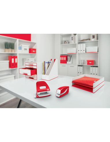Grapadora Petrus Electrica E-310 Contactless Rojo Metalizado Capacidad 12 Hojas Usa Grapas Nº 10