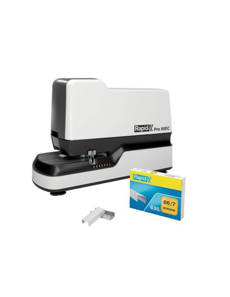 Grapadora Rapid Pro 90Ec Electrica Blanco Capacidad 50 Hojas Usa Grapas N 66 Y N 44