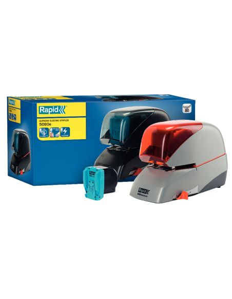 Grapadora Rapid 5080E Electrica Blanco/Negro Capacidad 80 Hojas Usa Grapas Casete 5080