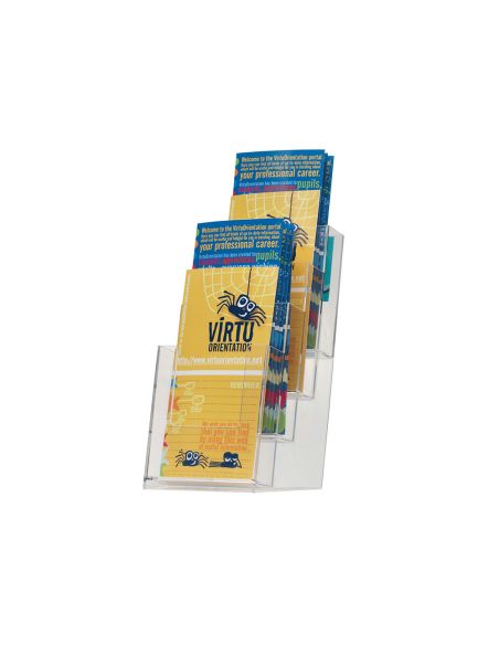 Expositor Sobremesa Q-Connect Metacrilato 1/3 Din A4 Para Tripticos 4 Compartimentos 110X155X265 Mm