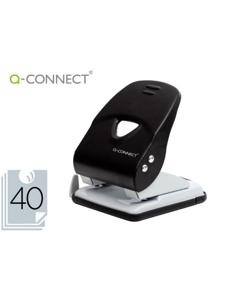 Taladrador Q-Connect Kf14221 2 Taladros Color Negro Abertura 3,5 Mm Capacidad 40 Hojas
