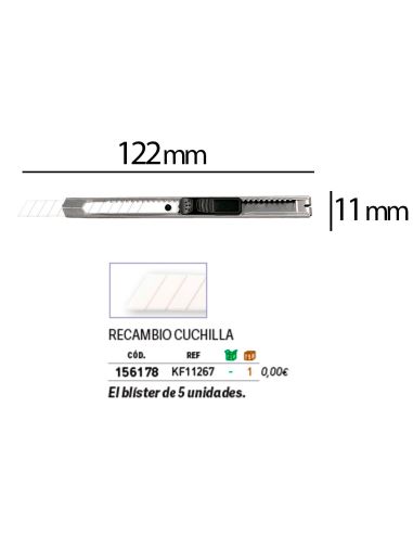 Cuter Q-Connect Metalico Estrecho Cuchilla Ceramica 9 Mm Xd-C18 Con Clip Blister 1 Unidad