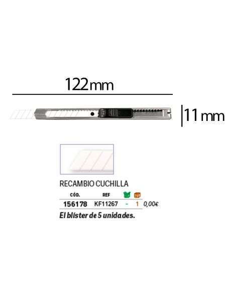 Cuter Q-Connect Metalico Estrecho Cuchilla Ceramica 9 Mm Xd-C18 Con Clip Blister 1 Unidad