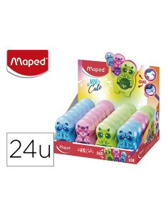 Sacapuntas Plastico Maped 1 Uso Con Goma De Borrar Loopy Mini Cute