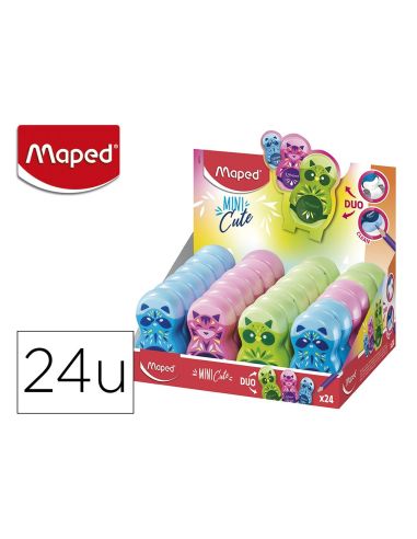 Sacapuntas Plastico Maped 1 Uso Con Goma De Borrar Loopy Mini Cute|Libreriasalesiana