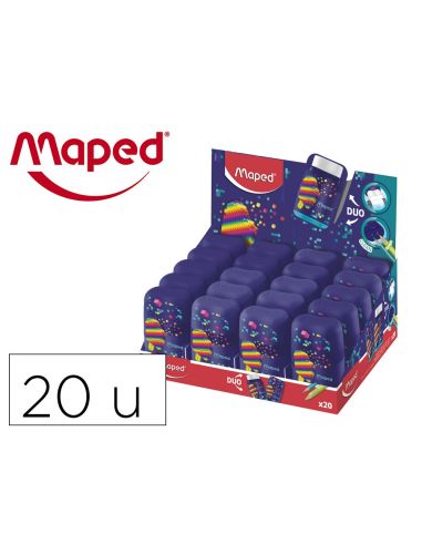 Sacapuntas Maped Plastico Connect Pixel Party 2 Usos Con Goma De Borrar|Libreriasalesiana