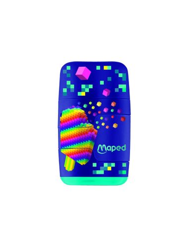 Sacapuntas Maped Plastico Connect Pixel Party 2 Usos Con Goma De Borrar|Libreriasalesiana