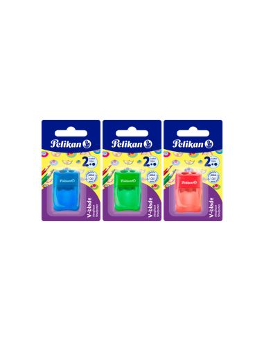 Sacapuntas Pelikan 2 Usos V-Blade Plastico Con Desposito Extra Grande Blister De 1 Unidad