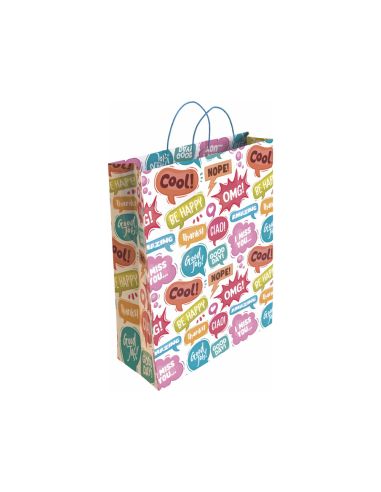 Bolsa Para Regalo Basika Papel Estucado 160 Gr Todo Año Con Asa Retorcida Tamaño M 27+12X37 Cm