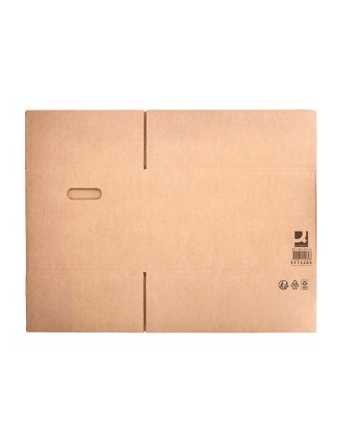 Caja Para Embalar Q-Connect Americana Ultra Resistente Con Asas Carton Canal Doble 7 Mm Color Kraft 500X340X310 Mm