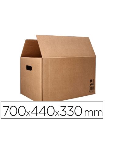 Caja Para Embalar Q-Connect Americana Ultra Resistente Con Asas Carton Canal Doble 7 Mm Color Kraft 700X440X330 Mm