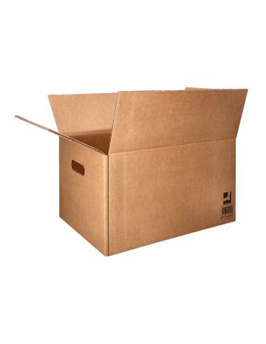 Caja Para Embalar Q-Connect Americana Ultra Resistente Con Asas Carton Canal Doble 7 Mm Color Kraft 700X440X330 Mm