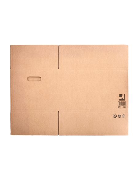 Caja Para Embalar Q-Connect Americana Con Fondo Automaticoy Asas Carton Canal Simple 5 Mm Color Kraft 500X400X300 Mm