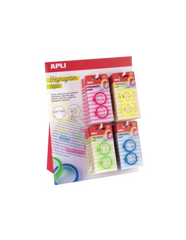 Cinta Adhesiva Apli Neon Para Resaltar Textos Pack De 2 Unidades Colores Surtidos