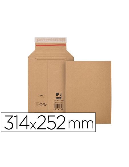 Sobre Para Envios Q-Connect Carton 100% Reciclado Y Reciclable Cierre Autoadhesivo314X252X72 Mm Color Kraft