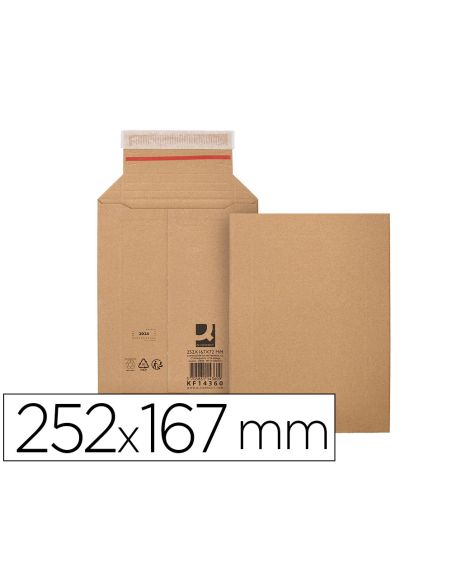 Sobre Para Envios Q-Connect Carton 100% Reciclado Y Reciclable Cierre Autoadhesivo252X167X72 Mm Color Kraft