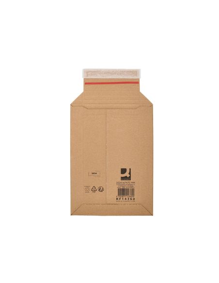 Sobre Para Envios Q-Connect Carton 100% Reciclado Y Reciclable Cierre Autoadhesivo252X167X72 Mm Color Kraft