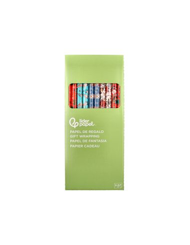 Papel De Regalo Liderpapel Navidad Rollo Ancho 70 Cm Longitud 2 Mt Gramaje 60 Gr Diseños Surtidos C-2025