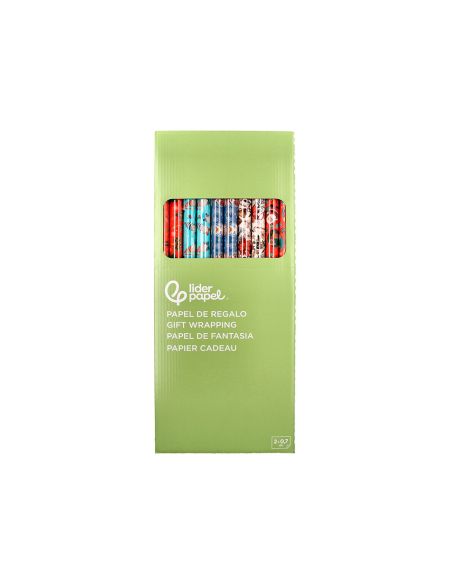 Papel De Regalo Liderpapel Navidad Rollo Ancho 70 Cm Longitud 2 Mt Gramaje 60 Gr Diseños Surtidos C-2025
