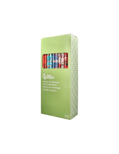 Papel De Regalo Liderpapel Navidad Rollo Ancho 70 Cm Longitud 2 Mt Gramaje 60 Gr Diseños Surtidos C-2025
