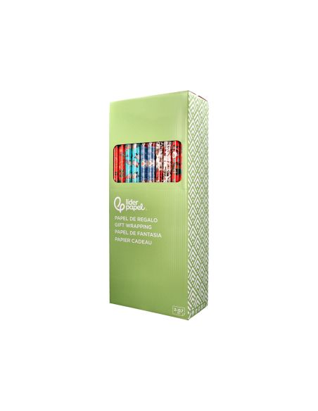 Papel De Regalo Liderpapel Navidad Rollo Ancho 70 Cm Longitud 2 Mt Gramaje 60 Gr Diseños Surtidos C-2025