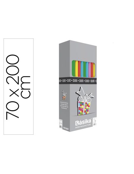 Papel De Regalo Basika 10 Colores Rollo Ancho 70 Cm Longitud 2 Mt Colores Surtidos Gramaje 60 Gr