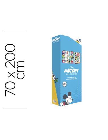 Papel De Regalo Basika Disney Mickey And Friends Rollo Ancho 70 Cm Longitud 2 Mt Diseños Surtidos Gramaje 60