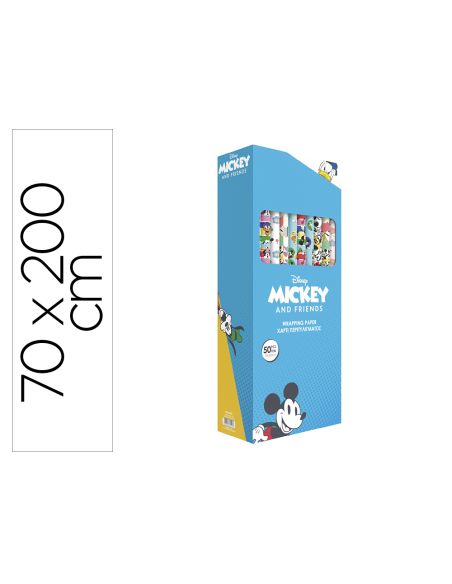 Papel De Regalo Basika Disney Mickey And Friends Rollo Ancho 70 Cm Longitud 2 Mt Diseños Surtidos Gramaje 60