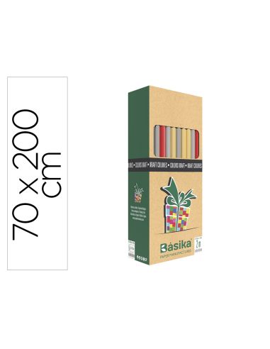 Papel De Regalo Basika Kraft Colores Rollo Ancho 70 Cm Longitud 2 Mt Colores Surtidos Gramaje 50 Gr