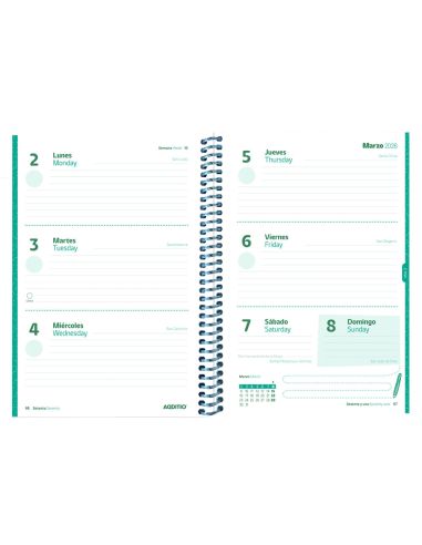Agenda Planet Additio Semana Vista Curso Escolar Comunicacion Familia/Centro Primaria A5 Colores Surtidos