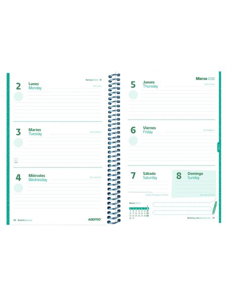 Agenda Planet Additio Semana Vista Curso Escolar Comunicacion Familia/Centro Primaria A5 Colores Surtidos
