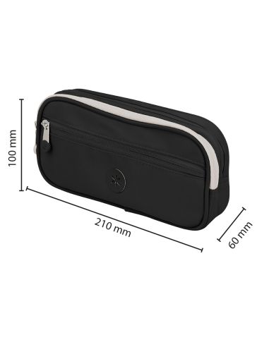 Estuche Portatodo Antartik Fusion Flex 3 Cremalleras Negro Compañero Mochila 100X60X220 Mm