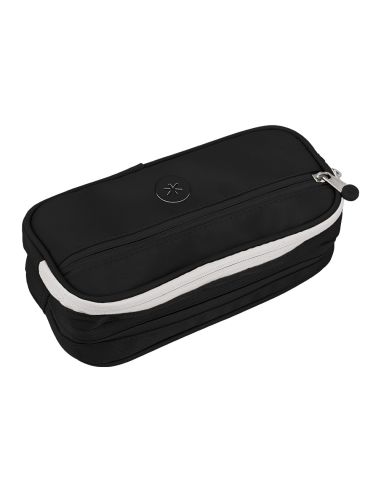 Estuche Portatodo Antartik Fusion Flex 3 Cremalleras Negro Compañero Mochila 100X60X220 Mm