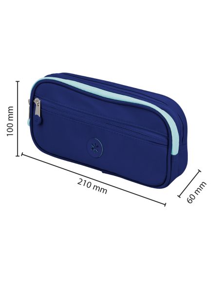 Estuche Portatodo Antartik Fusion Flex 3 Cremalleras Azulmarino Compañero Mochila 100X60X220 Mm