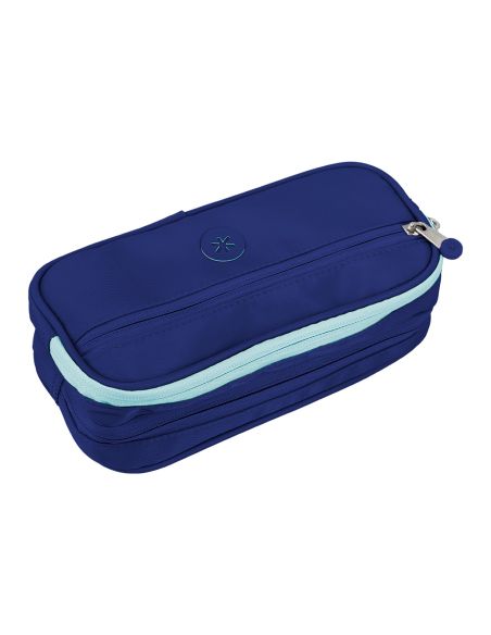 Estuche Portatodo Antartik Fusion Flex 3 Cremalleras Azulmarino Compañero Mochila 100X60X220 Mm