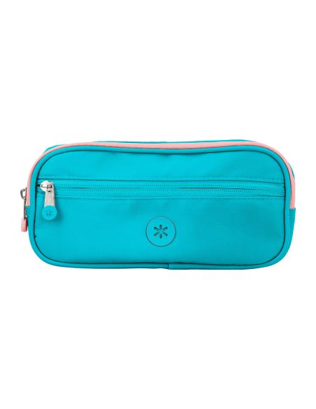 Estuche Portatodo Antartik Fusion Flex 3 Cremalleras Turquesa Compañero Mochila 100X60X220 Mm